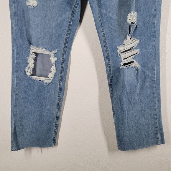 NWT No Boundaries Super High Rise Straight Jeans Size13 32x27 Buttonfly Distress - Picture 3 of 14